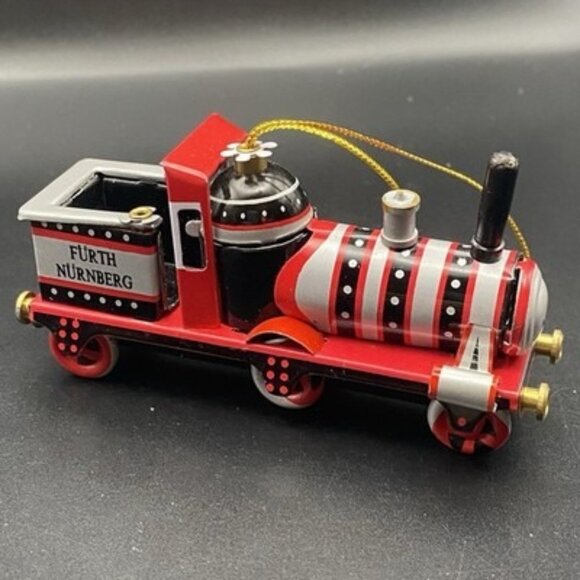 Vintage German Tin Train Ornament Furth Nurnberg Painted Metal Locomotive - Picture 1 of 7